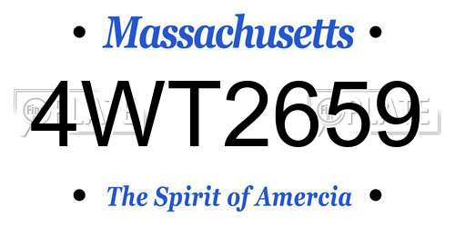 4WT2659 Massachusetts License Plate
