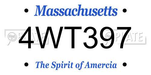 4WT397 Massachusetts License Plate