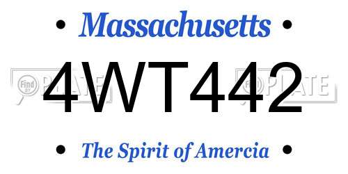 4WT442 Massachusetts License Plate