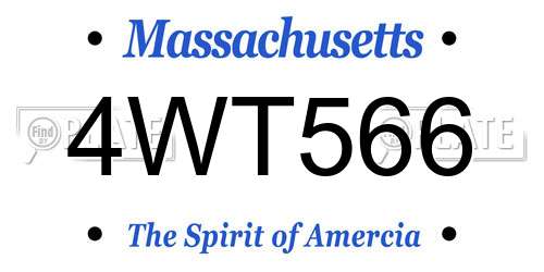 4WT566 Massachusetts License Plate