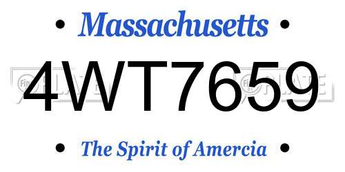 4WT7659 Massachusetts License Plate