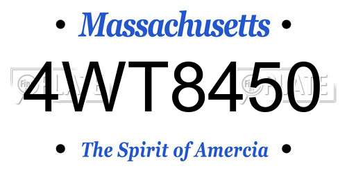 4WT8450 Massachusetts License Plate