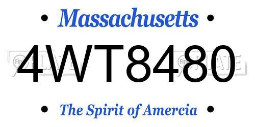 4WT8480 Massachusetts License Plate