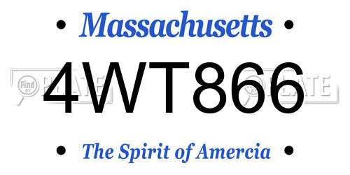 4WT866 Massachusetts License Plate