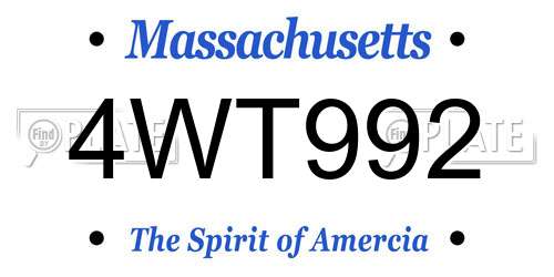 4WT992 Massachusetts License Plate