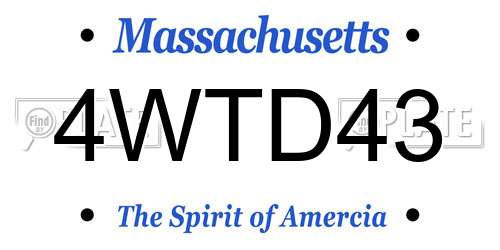 4WTD43 Massachusetts License Plate
