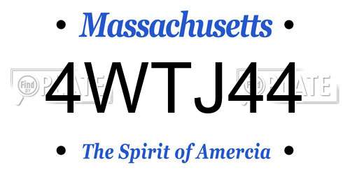 4WTJ44 Massachusetts License Plate