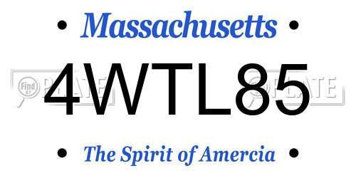 4WTL85 Massachusetts License Plate