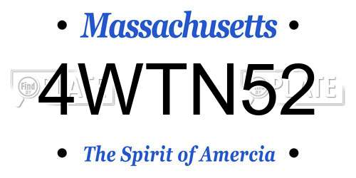 4WTN52 Massachusetts License Plate