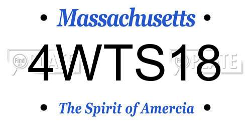 4WTS18 Massachusetts License Plate
