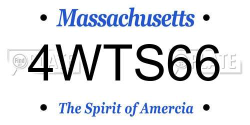 4WTS66 Massachusetts License Plate