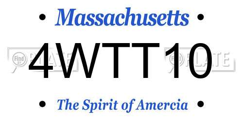 4WTT10 Massachusetts License Plate