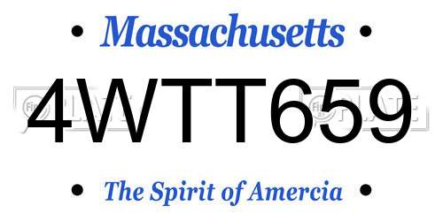 4WTT659 Massachusetts License Plate