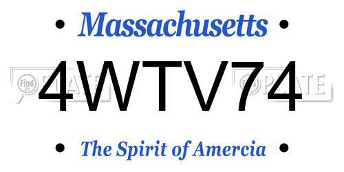 4WTV74 Massachusetts License Plate