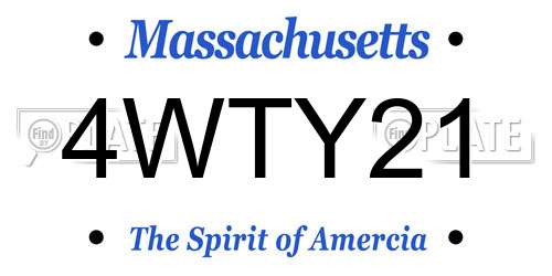 4WTY21 Massachusetts License Plate