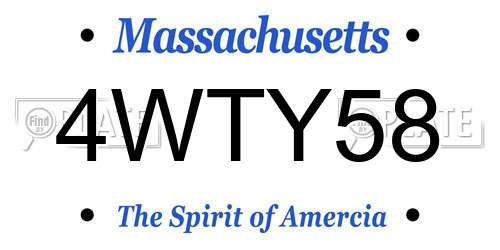 4WTY58 Massachusetts License Plate