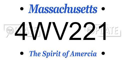 4WV221 Massachusetts License Plate