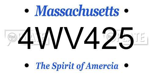 4WV425 Massachusetts License Plate