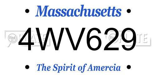 4WV629 Massachusetts License Plate