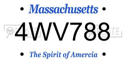 4WV788 Massachusetts License Plate