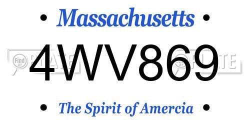 4WV869 Massachusetts License Plate