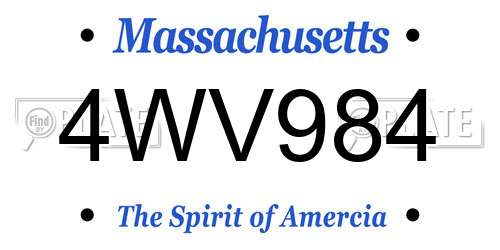4WV984 Massachusetts License Plate