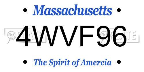 4WVF96 Massachusetts License Plate