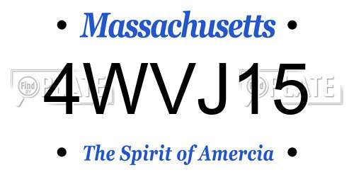 4WVJ15 Massachusetts License Plate