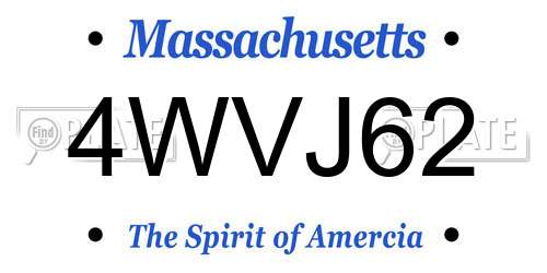 4WVJ62 Massachusetts License Plate