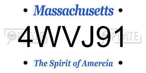 4WVJ91 Massachusetts License Plate
