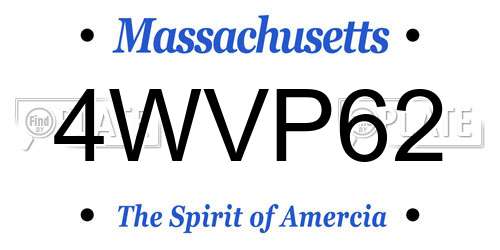 4WVP62 Massachusetts License Plate