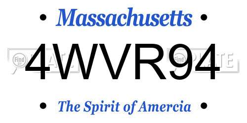 4WVR94 Massachusetts License Plate