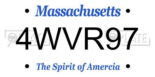 4WVR97 Massachusetts License Plate