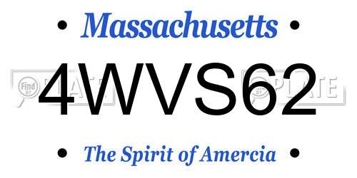 4WVS62 Massachusetts License Plate