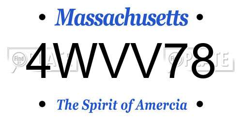 4WVV78 Massachusetts License Plate