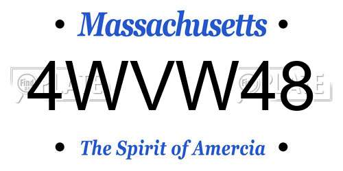 4WVW48 Massachusetts License Plate
