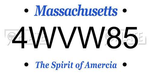 4WVW85 Massachusetts License Plate