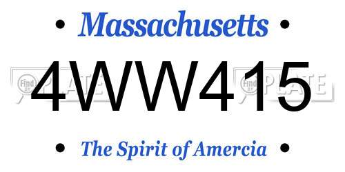 4WW415 Massachusetts License Plate