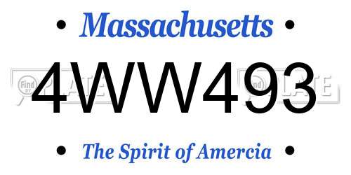 4WW493 Massachusetts License Plate