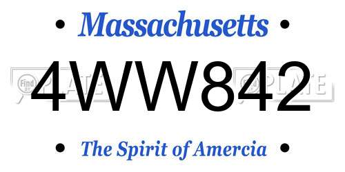 4WW842 Massachusetts License Plate