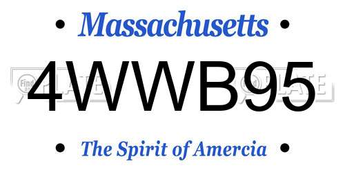 4WWB95 Massachusetts License Plate