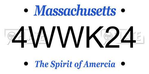 4WWK24 Massachusetts License Plate