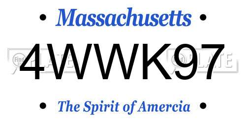 4WWK97 Massachusetts License Plate
