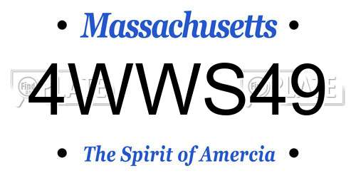 4WWS49 Massachusetts License Plate