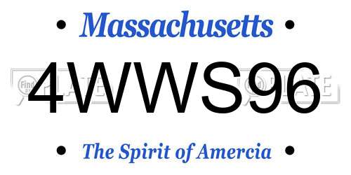 4WWS96 Massachusetts License Plate