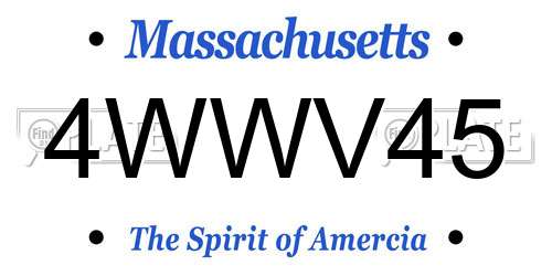 4WWV45 Massachusetts License Plate