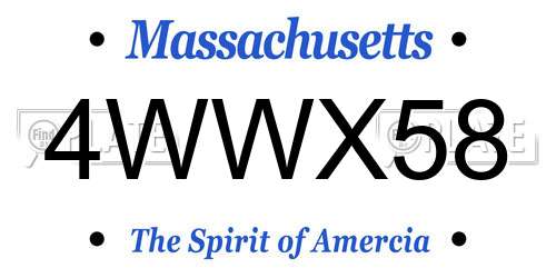 4WWX58 Massachusetts License Plate
