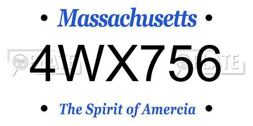 4WX756 Massachusetts License Plate