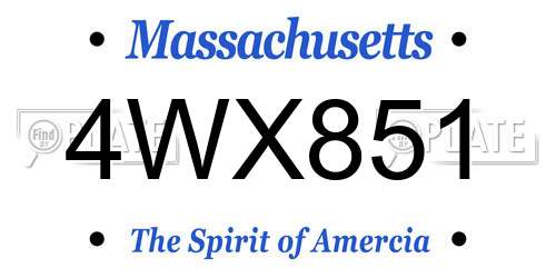 4WX851 Massachusetts License Plate
