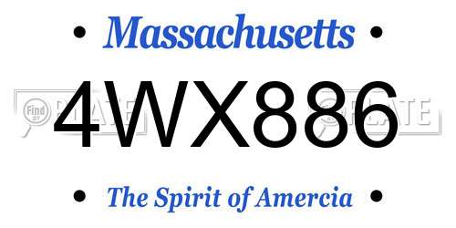 4WX886 Massachusetts License Plate